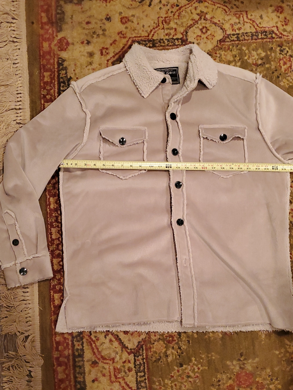 True Grit Light Beige Sherpa-Lined Shirt Jacket